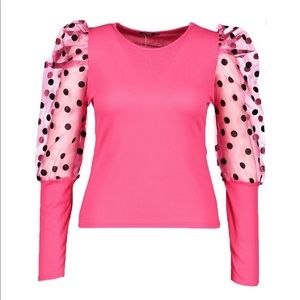 Mesh Ribbed plus sleeve top